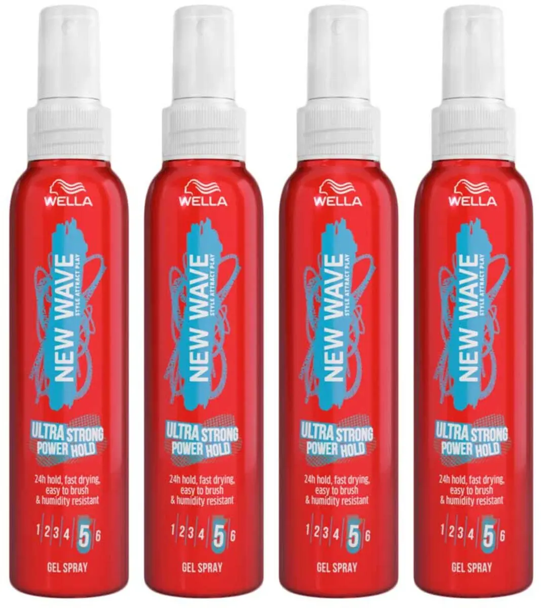 Wella New Wave Ultra Strong Power Hold Gel Spray 600ml - 4x150ml - afbeelding 2 van 2