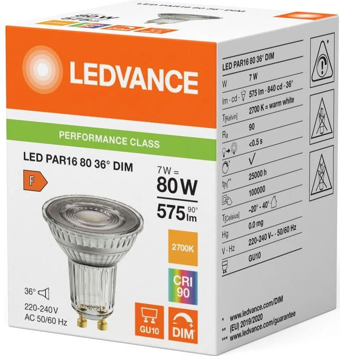 LEDVANCE PAR16 GU10 7W 575lm Warm Wit - 1 Stuk - afbeelding 6 van 6