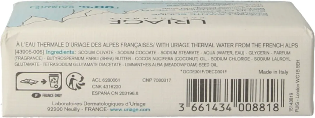 Uriage Thermaal Water Crème Lavante Solide 125g