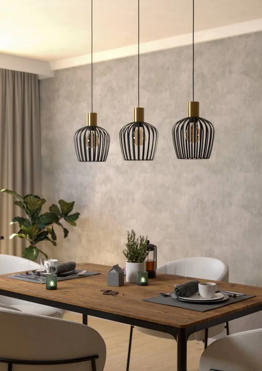 Eglo Empoli Hanglamp E27 90cm - Zwart/Goud - afbeelding 6 van 6