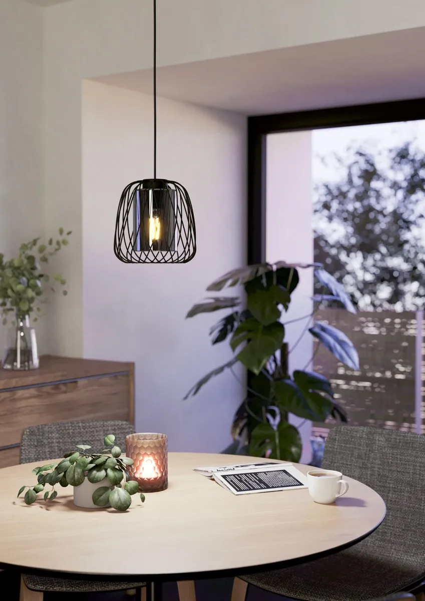 Eglo Floresta Hanglamp E27 - 3 Lichthoorns - Ø19,5cm - Zwart