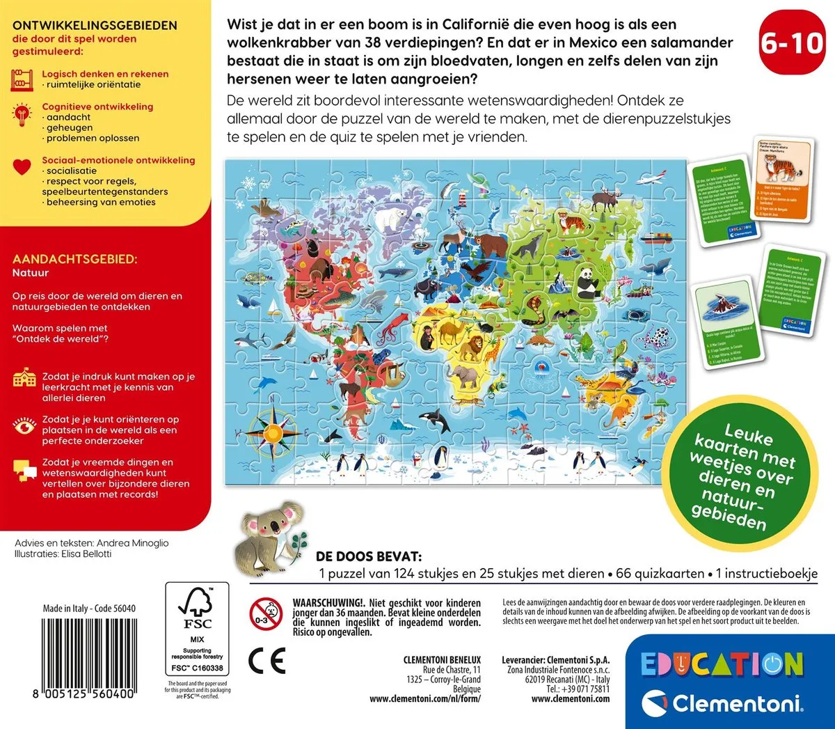 Clementoni Ontdek de Wereld Puzzel 56040 - Multicolor