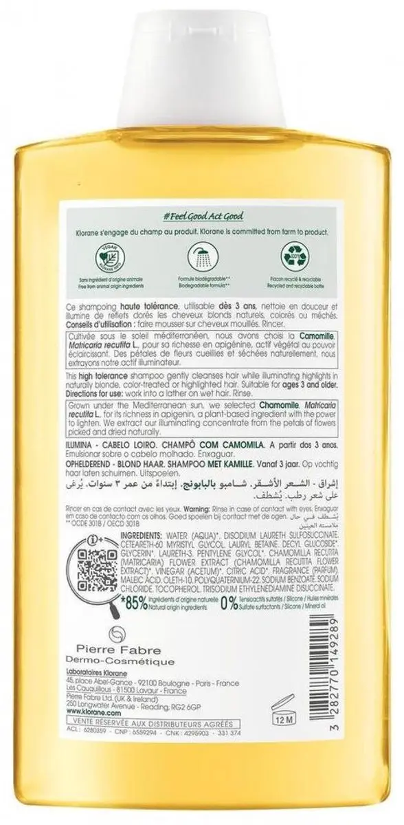 Klorane A La Camomile Blonde Reflex Shampoo 400ml