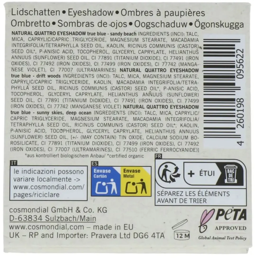 Benecos Oogschaduw Quattro True Blue - 4 Kleuren 4.8g