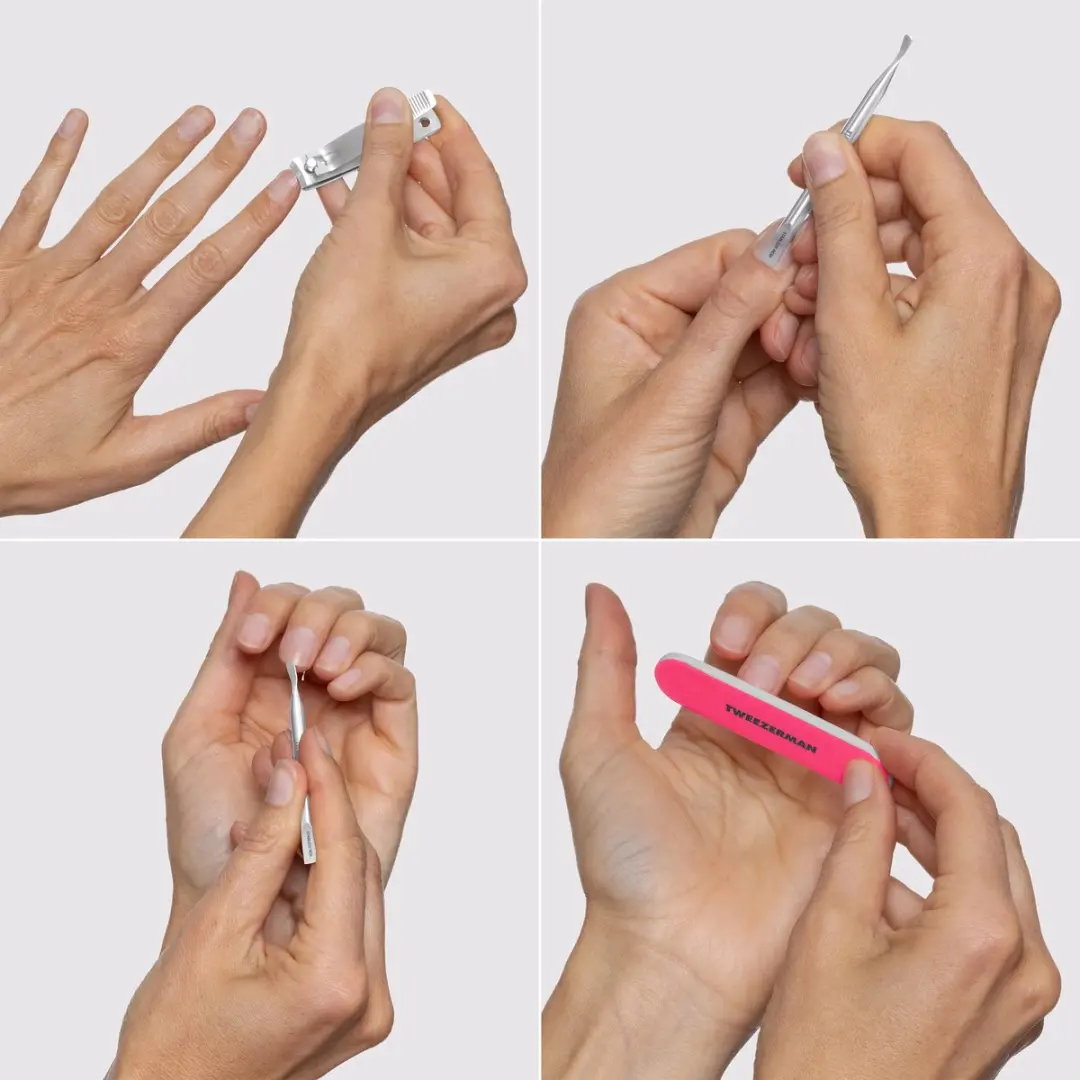 Tweezerman Mini Neon Nail Care Kit - Nagelknipper, vijl & nagelriemduwer - 3-delig
