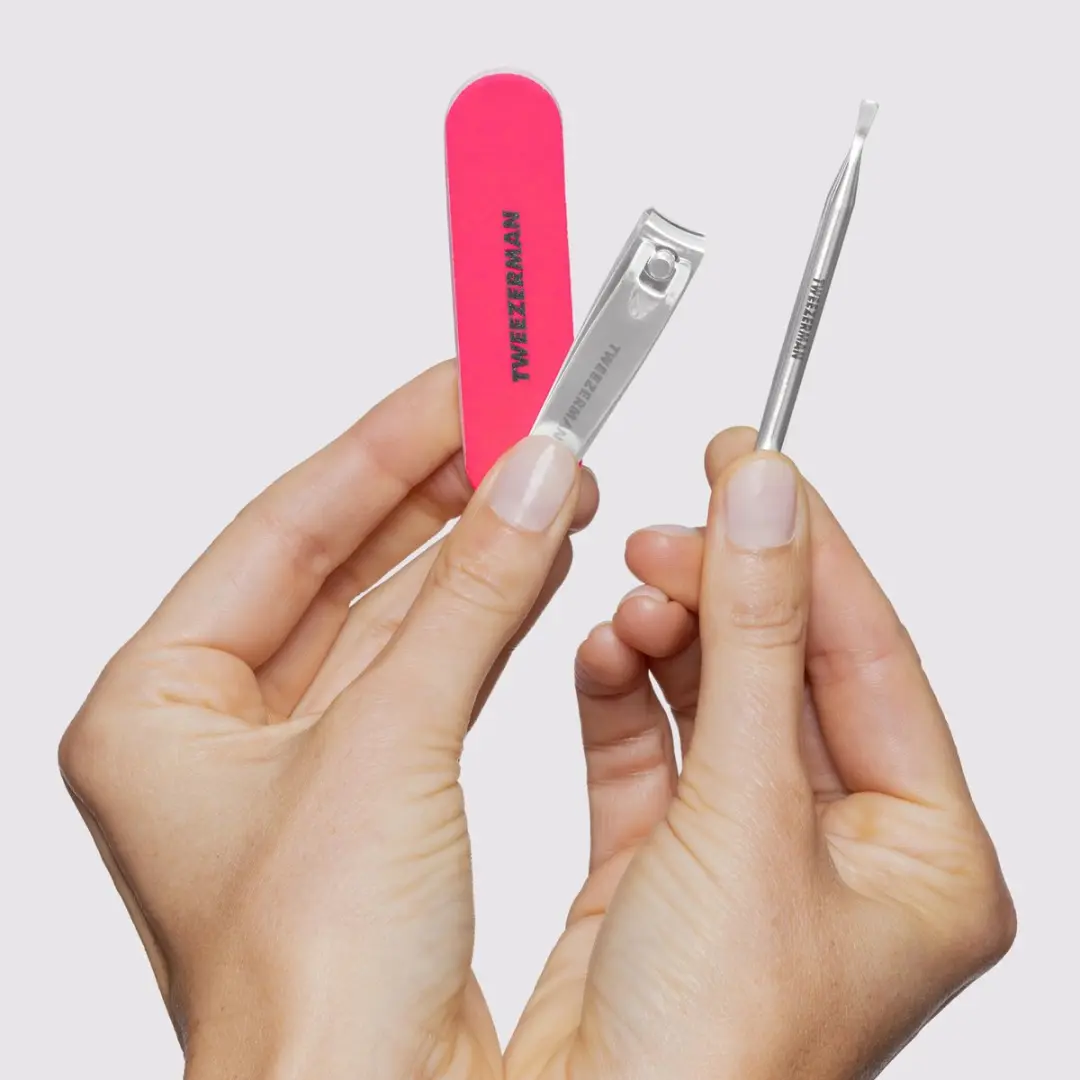 Tweezerman Mini Neon Nail Care Kit - Nagelknipper, vijl & nagelriemduwer - 3-delig - afbeelding 6 van 6