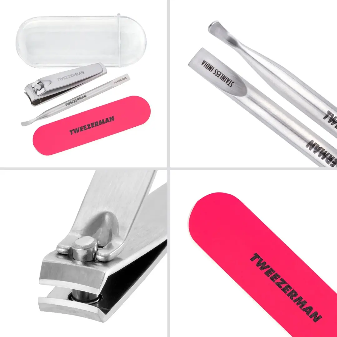 Tweezerman Mini Neon Nail Care Kit - Nagelknipper, vijl & nagelriemduwer - 3-delig