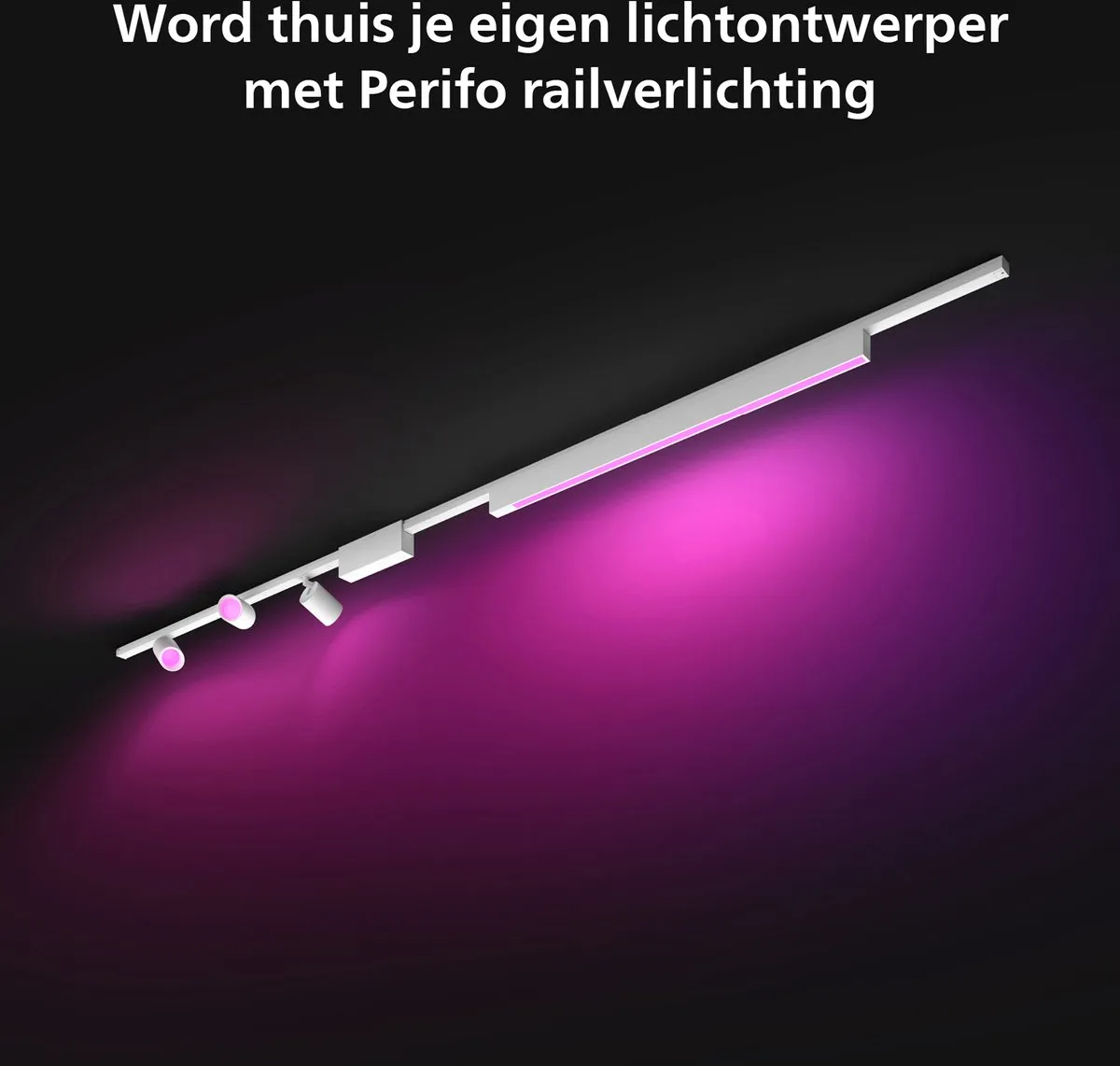 Philips Hue Perifo railverlichting plafond - wit en gekleurd licht - 3-spots - 1 lichtbalk - wit - basisset