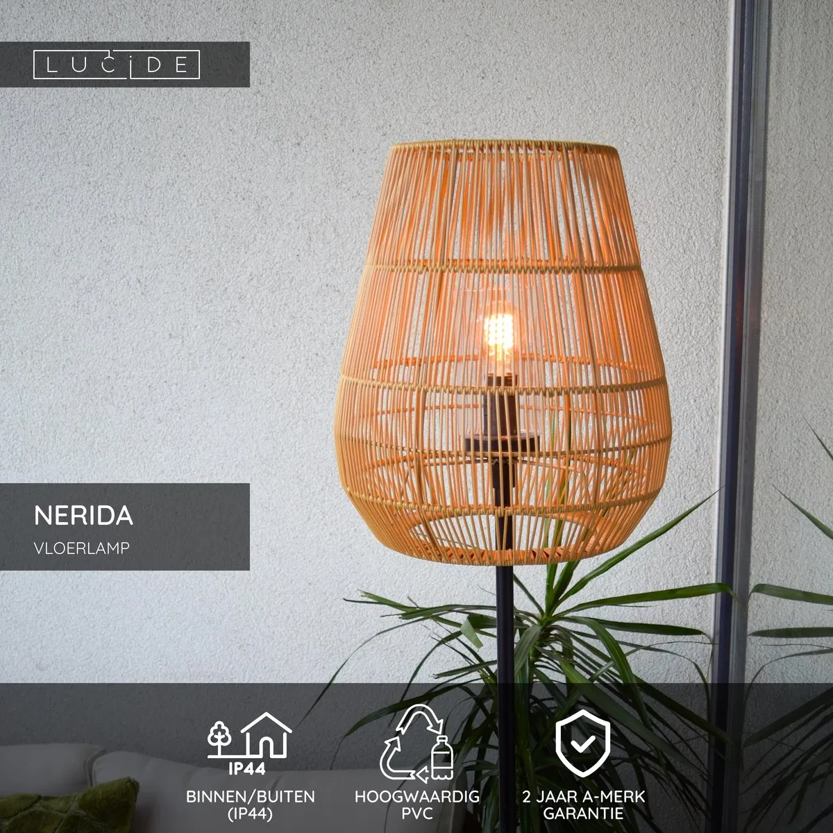 Lucide Nerida Vloerlamp E27 Ø35cm - Naturel