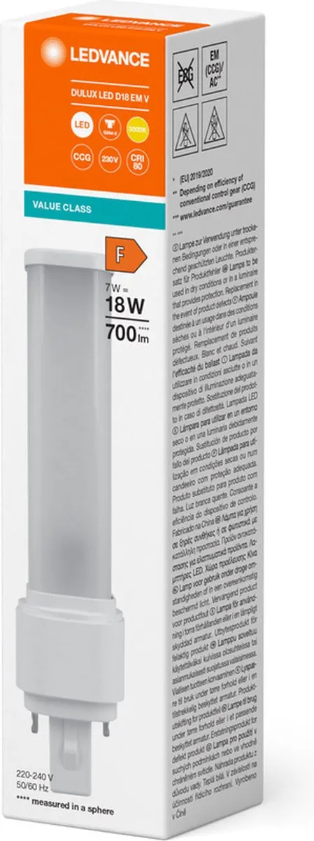 LEDVANCE Dulux PLC 7W 3000K - Mat Glas - 1 Stuk - afbeelding 6 van 6