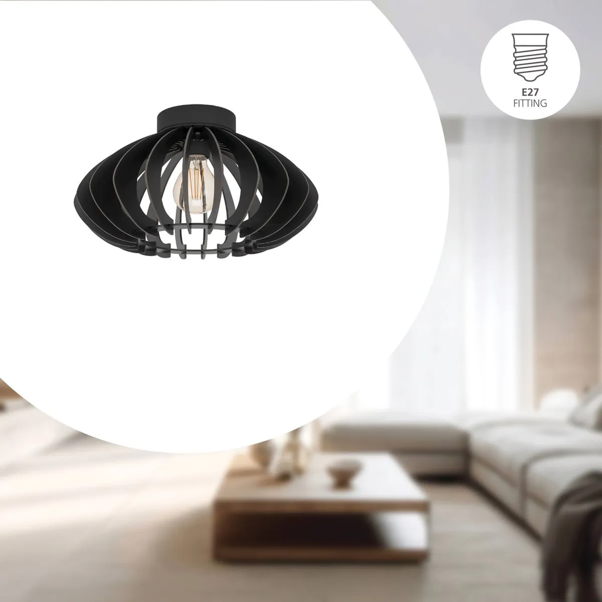 Eglo Cossano 3 Plafondlamp E27 - Ø38cm - Zwart