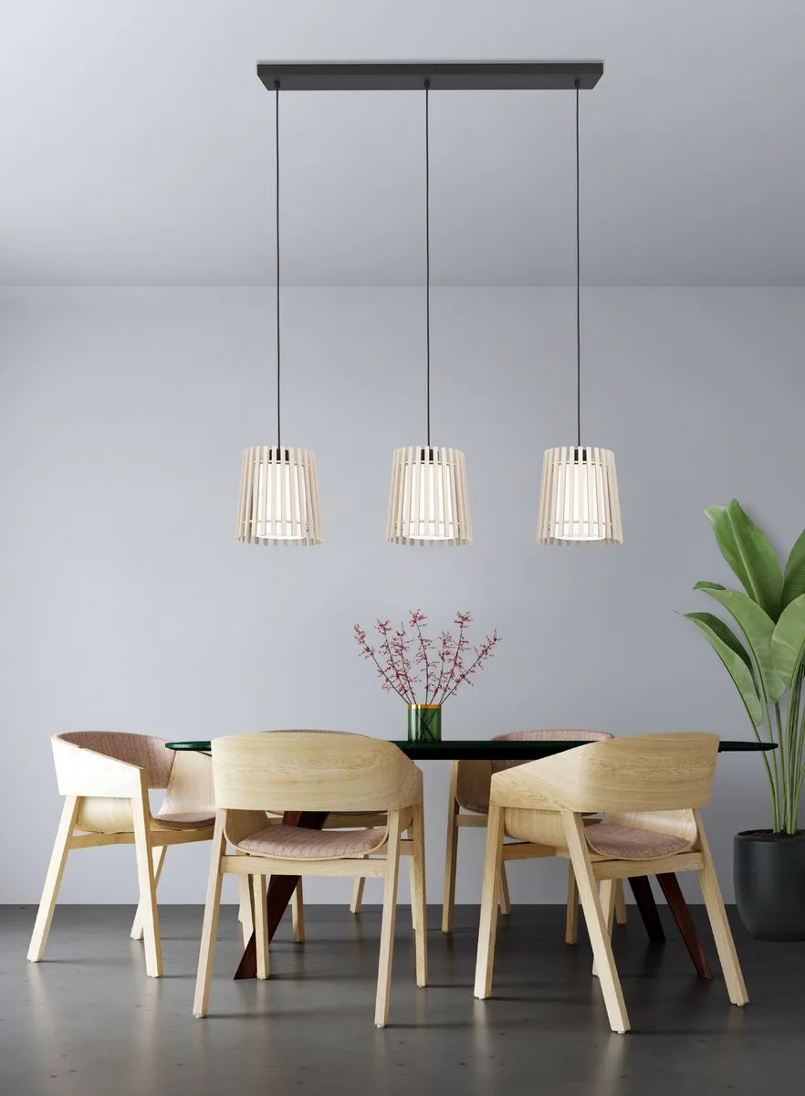 Eglo Fattoria Hanglamp E27 - 90cm - Zwart/Bruin/Wit