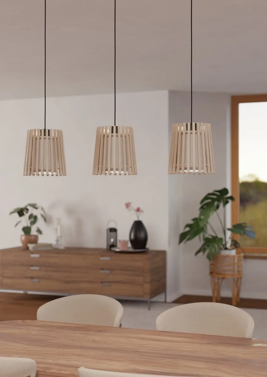 Eglo Fattoria Hanglamp E27 - 90cm - Zwart/Bruin/Wit