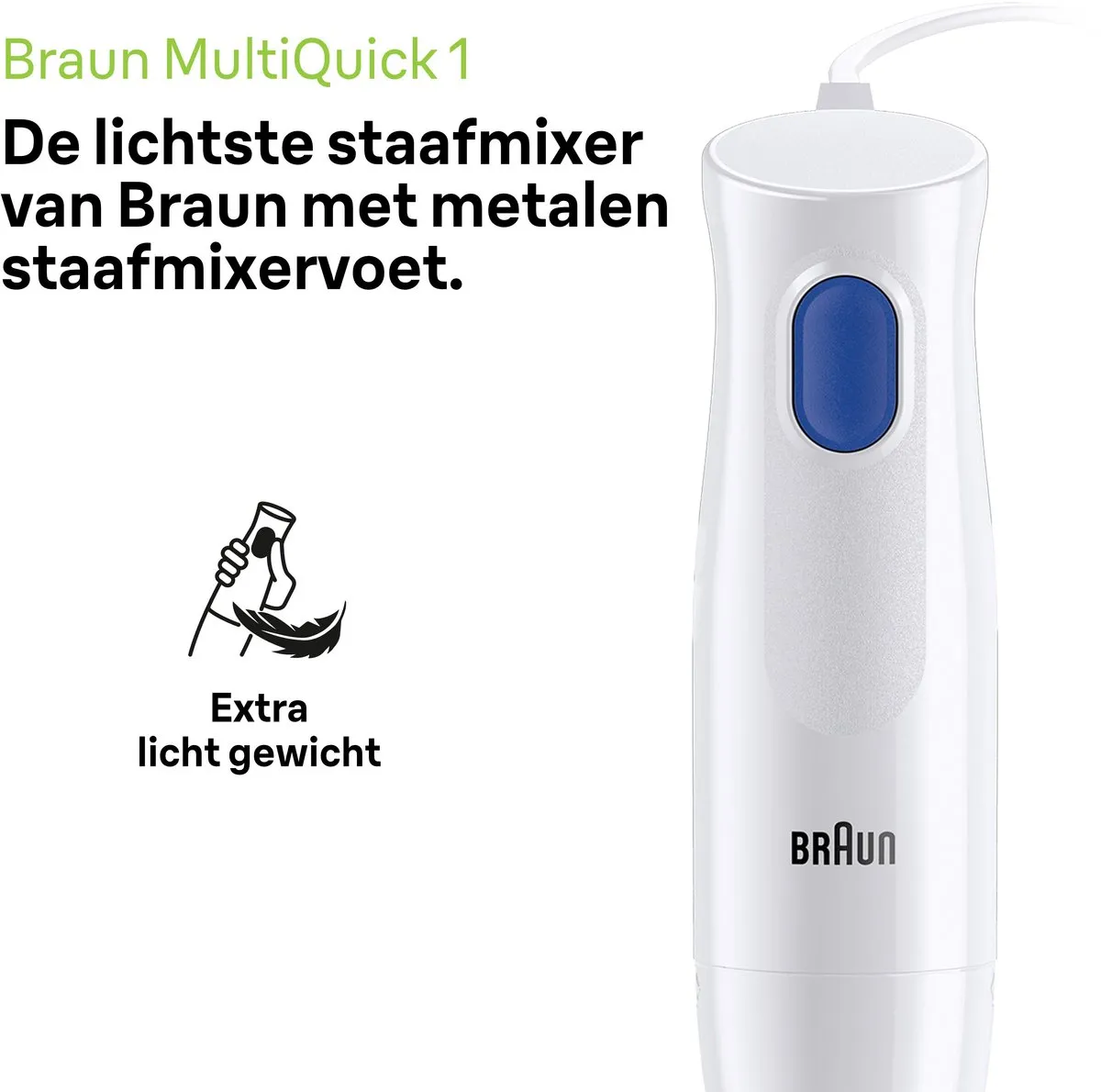 Braun MultiQuick 1 MQ10.202MWH Staafmixer - 450W - Wit