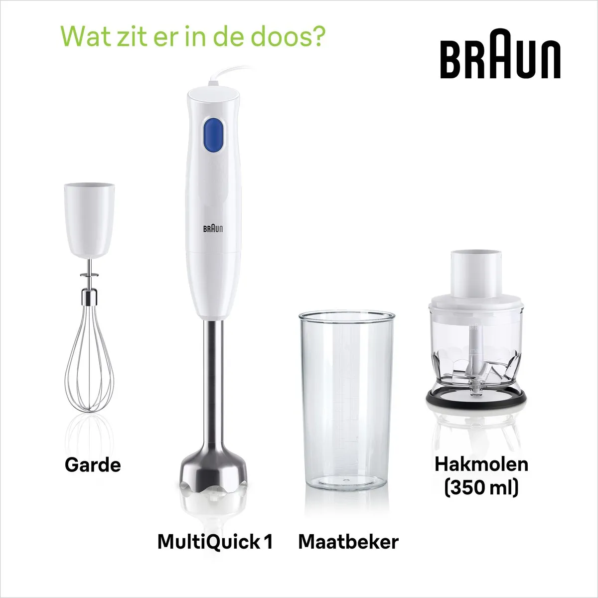 Braun MultiQuick 1 MQ10.202MWH Staafmixer - 450W - Wit
