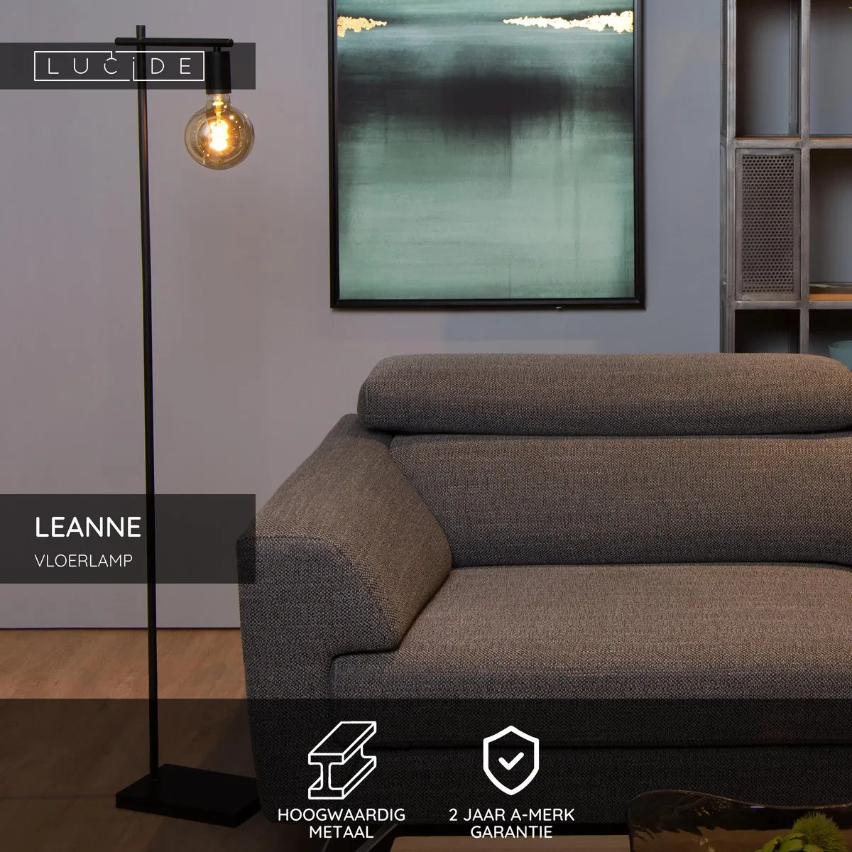Lucide Leanne Vloerlamp E27 - Zwart