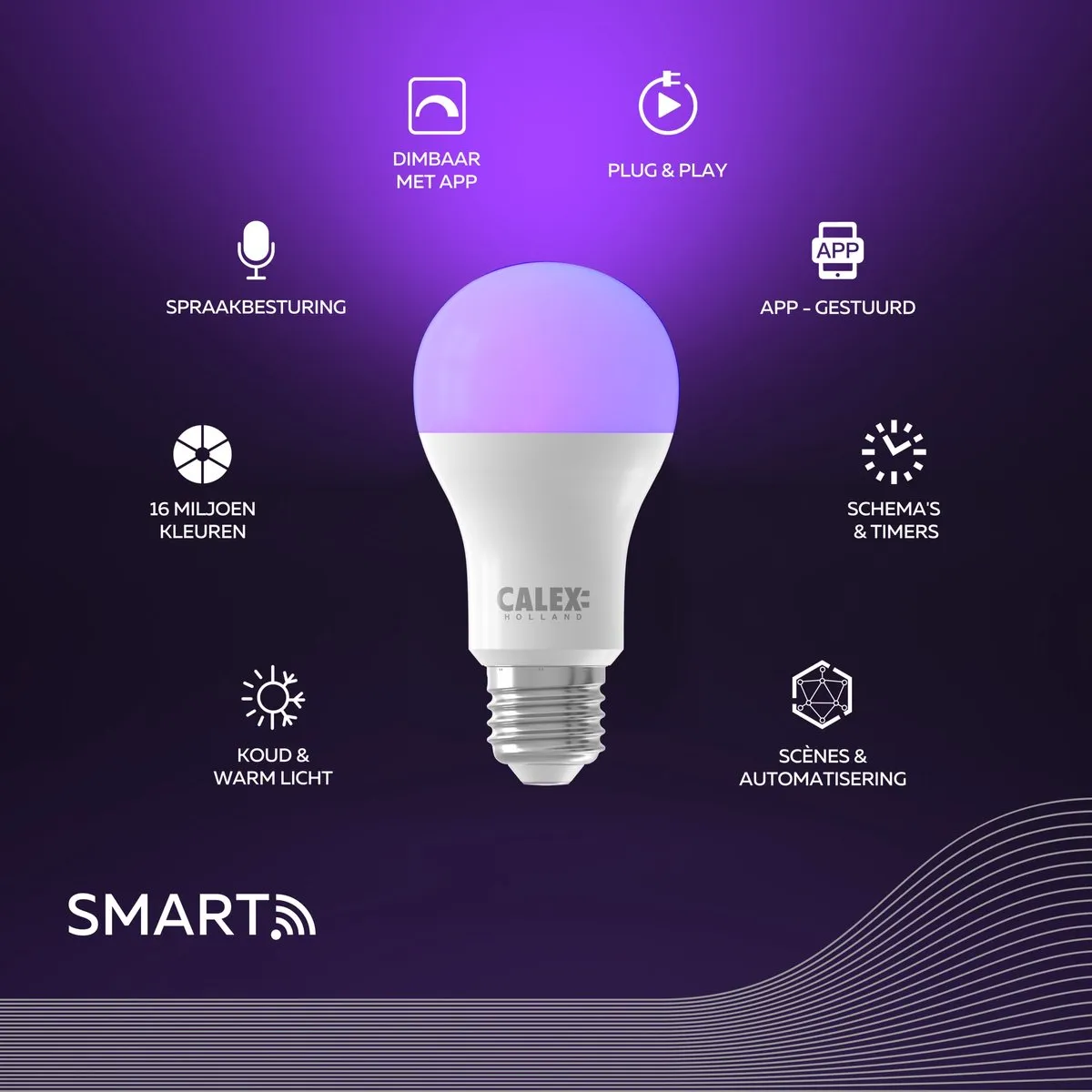 Calex Smart LED Lamp E27 RGBW 9.4W - Mat