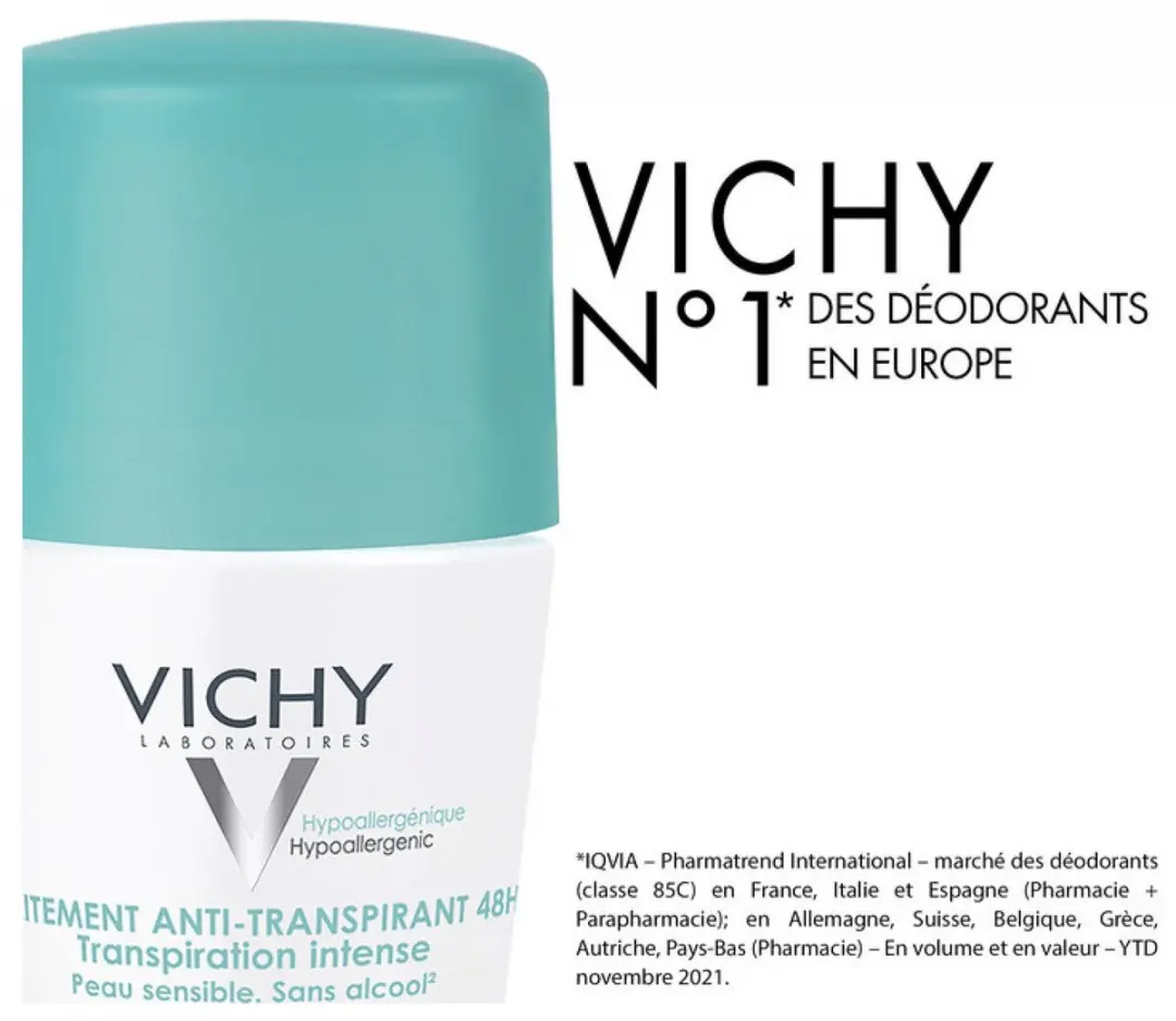 Vichy Deodorant Intense 50ml - Roller - Gevoelige huid