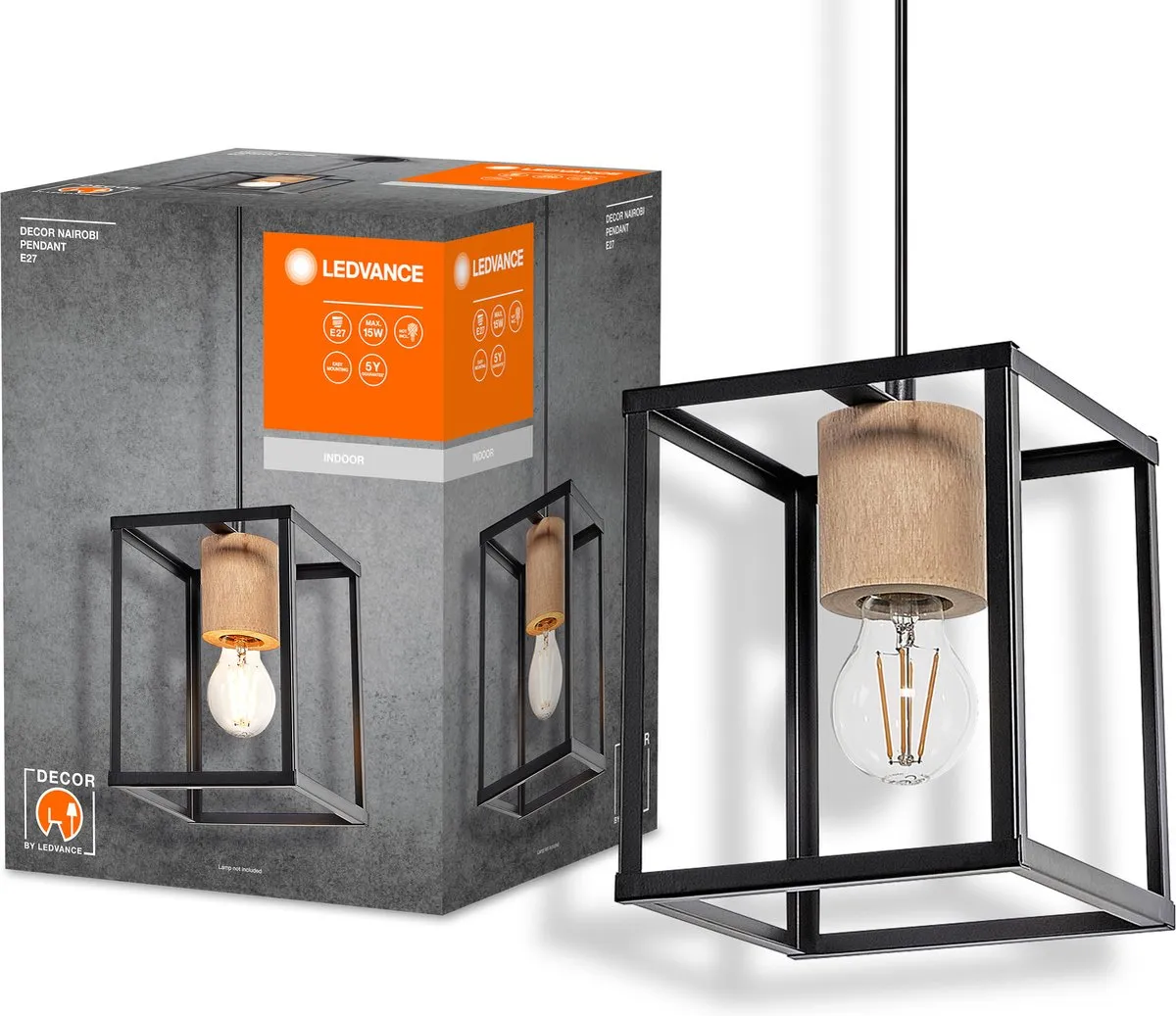 LEDVANCE Nairobi Hanglamp - E27 - Zwart - afbeelding 6 van 6