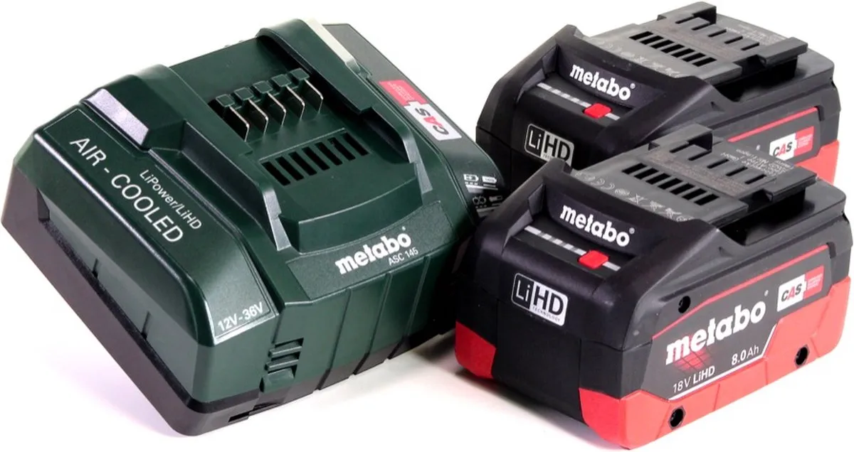 Metabo 18V Accubasis Set - 2x 8,0Ah LiHD + ASC 145 Lader