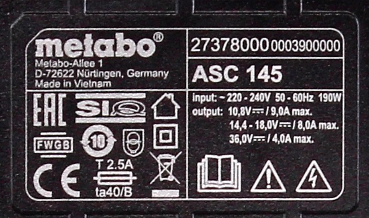Metabo 18V Accubasis Set - 2x 8,0Ah LiHD + ASC 145 Lader