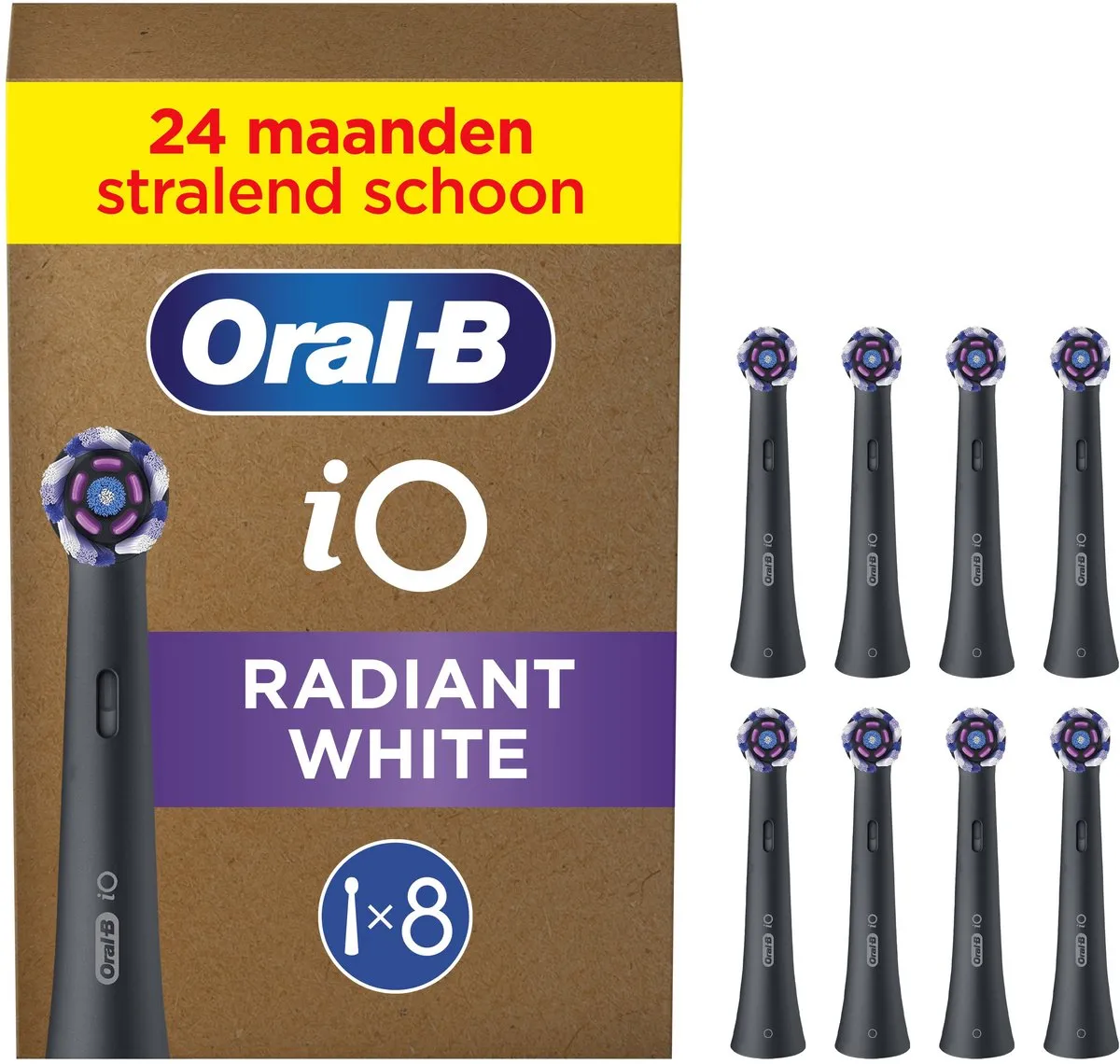 Oral-B iO Radiant White Opzetborstels 8 Stuks - Zwart