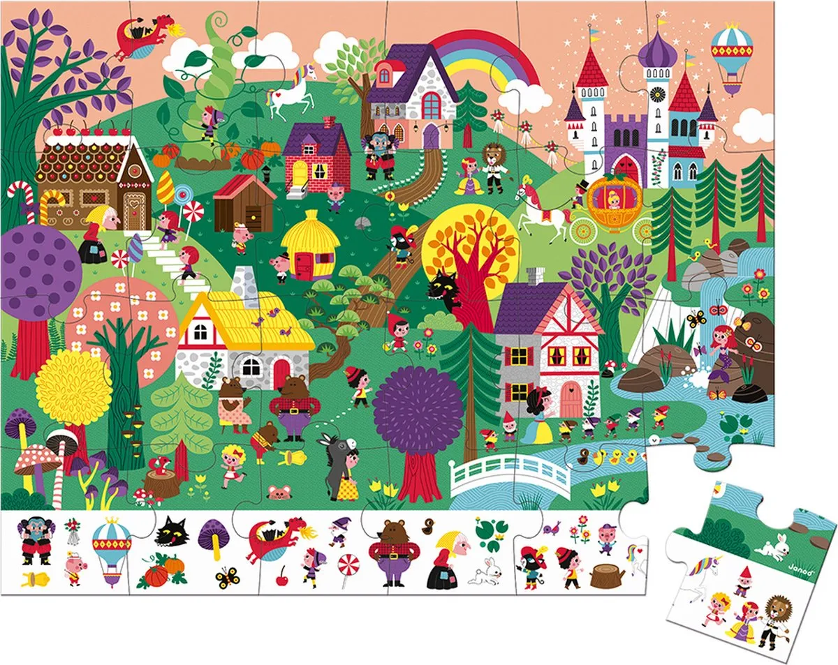 Janod Zoekpuzzel Sprookjes 24 Stuks - Puzzelkoffer