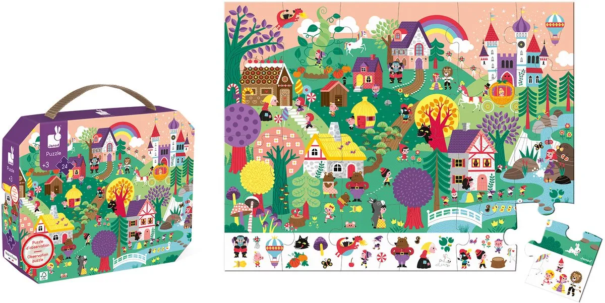 Janod Zoekpuzzel Sprookjes 24 Stuks - Puzzelkoffer