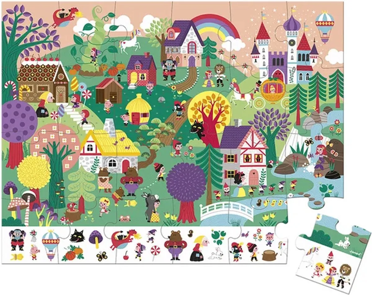 Janod Zoekpuzzel Sprookjes 24 Stuks - Puzzelkoffer