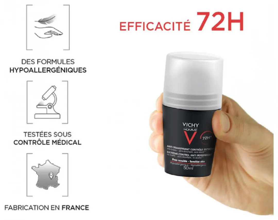 Vichy Homme Roll-On Anti-Transpirant 72H - 2x50ml