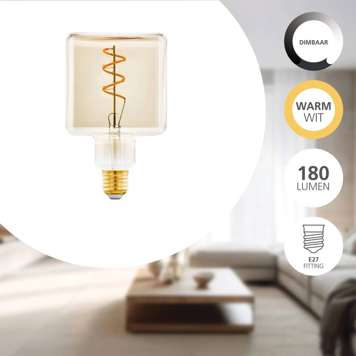 Eglo LED Lamp E27 4W - Ø9,5cm - Amber - 1600K