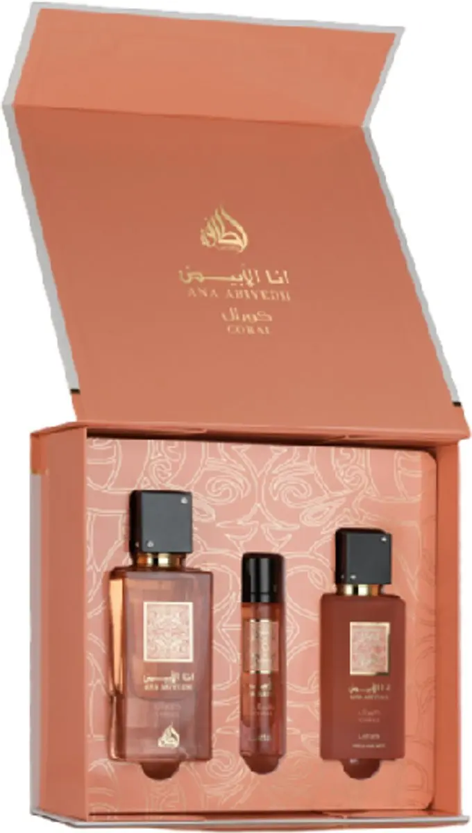 Lattafa Ana Abiyedh Coral Gift Set Eau de Parfum 162ml