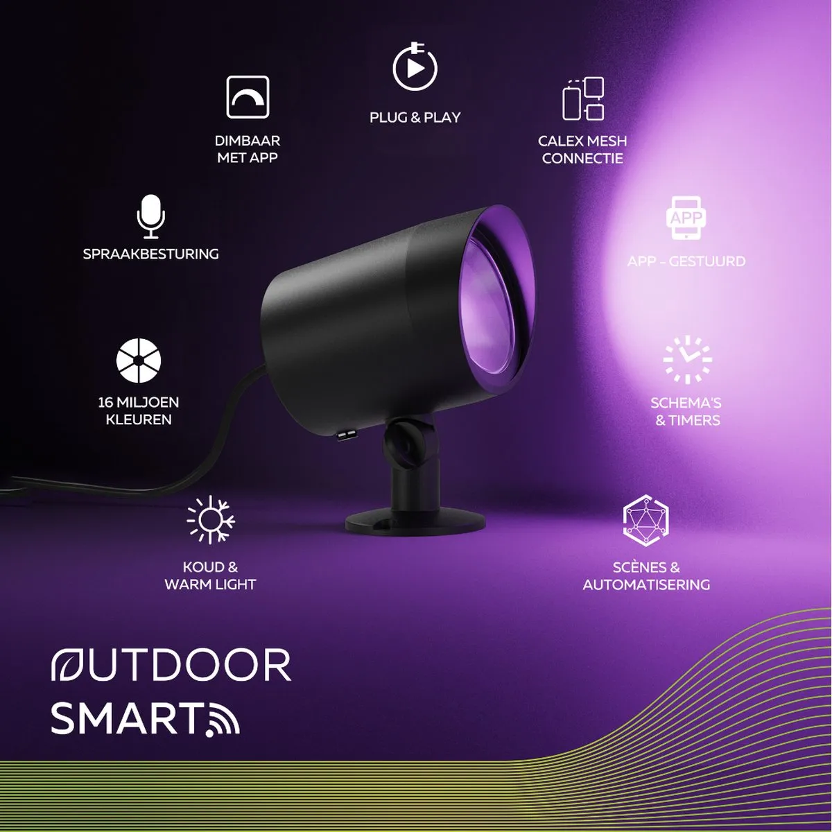 Calex Smart Outdoor LED XL Grondspot 9W - RGB/Wit - Zwart