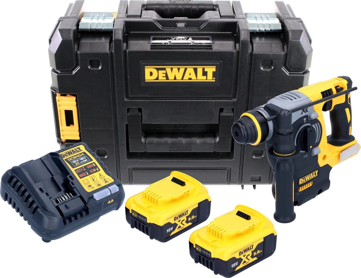 DeWalt DCH273P2T 18V Li-Ion Accu SDS-plus combihamer set (2x 5.0Ah accu) in TSTAK - 2,1J - koolborstelloos