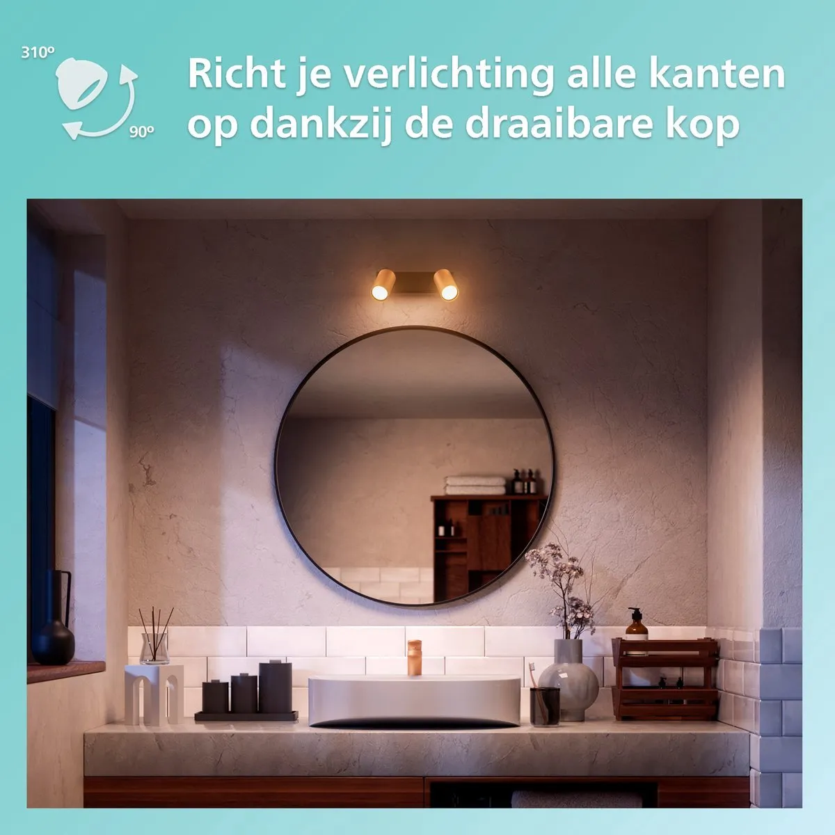 Philips Hue Idris Opbouwspot Badkamer - 2x GU10 RGBW - Zwart