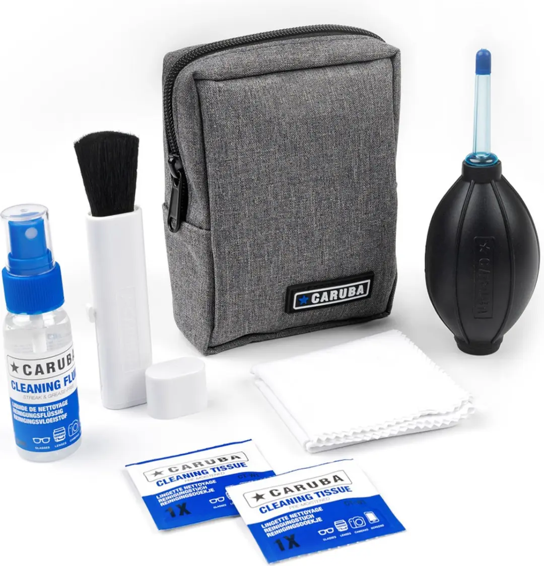 Caruba Cleaning Kit 8718485016042 - Blaasbalg & Lensborstel - 20 Vochtige Doekjes