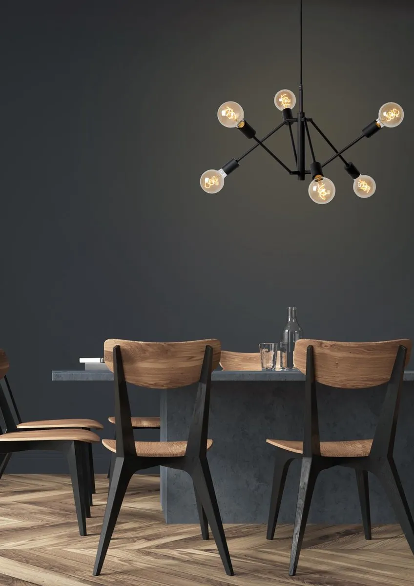 Lucide Lester Hanglamp 6xE27 - Zwart