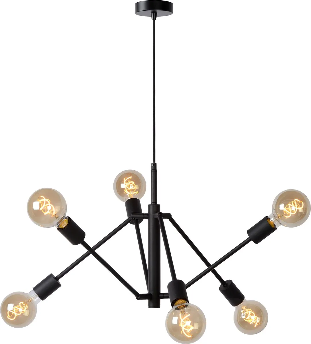 Lucide Lester Hanglamp 6xE27 - Zwart