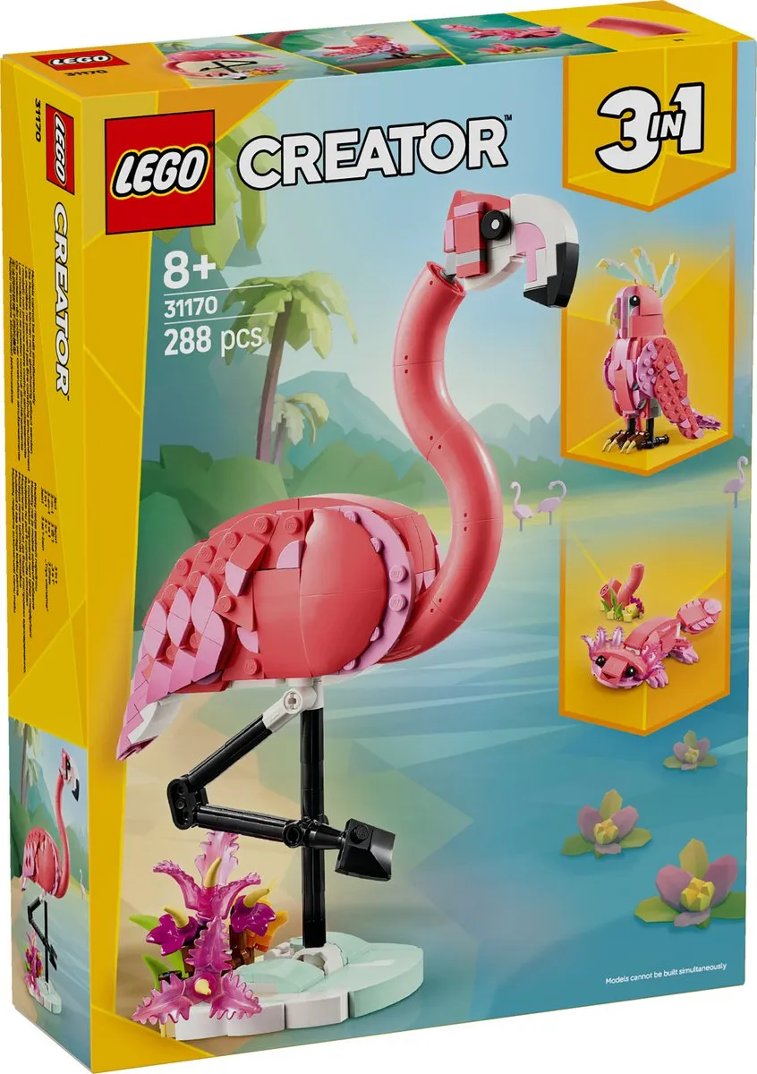 LEGO Creator 3in1 Wilde Dieren Roze Flamingo 31170 - 288 Stukken