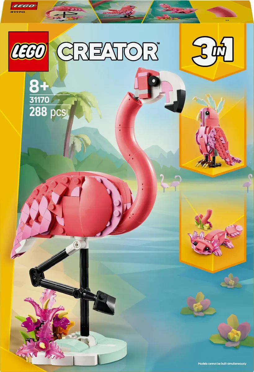 LEGO Creator 3in1 Wilde Dieren Roze Flamingo 31170 - 288 Stukken