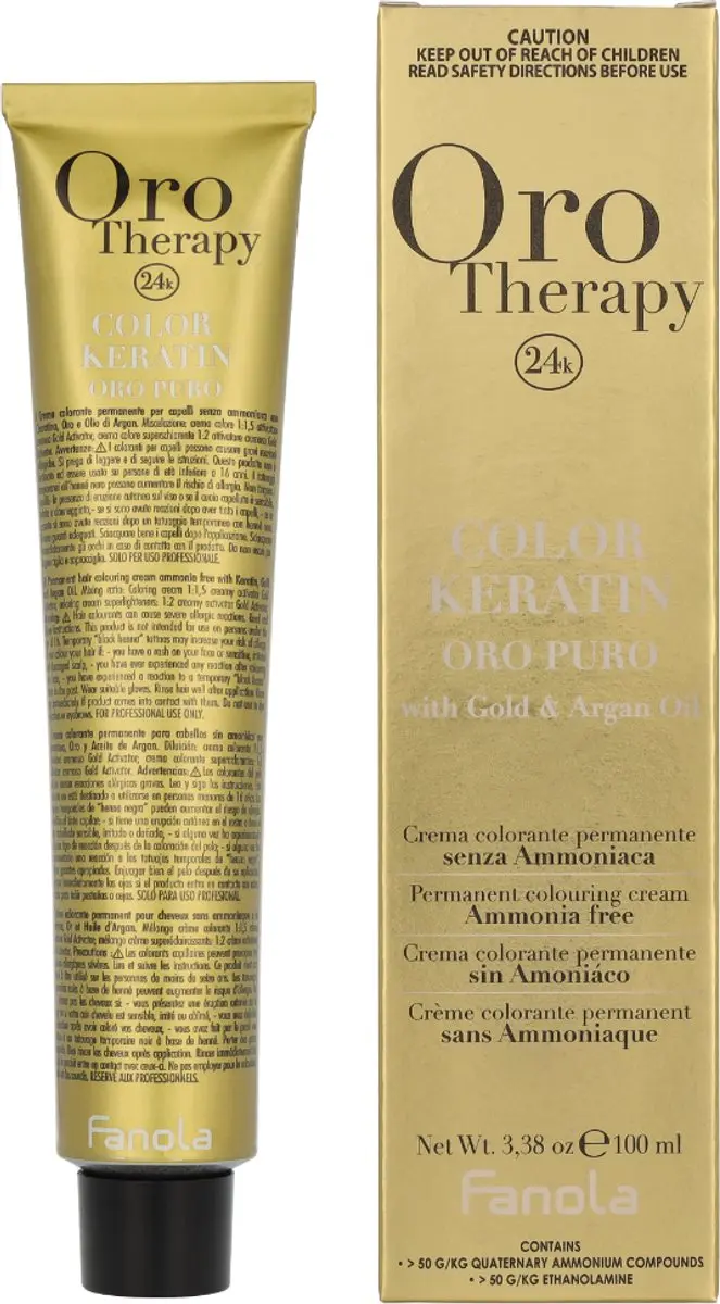 Fanola Orotherapy Permanent Haarverf 8.13 Licht Blond Beige 100ml