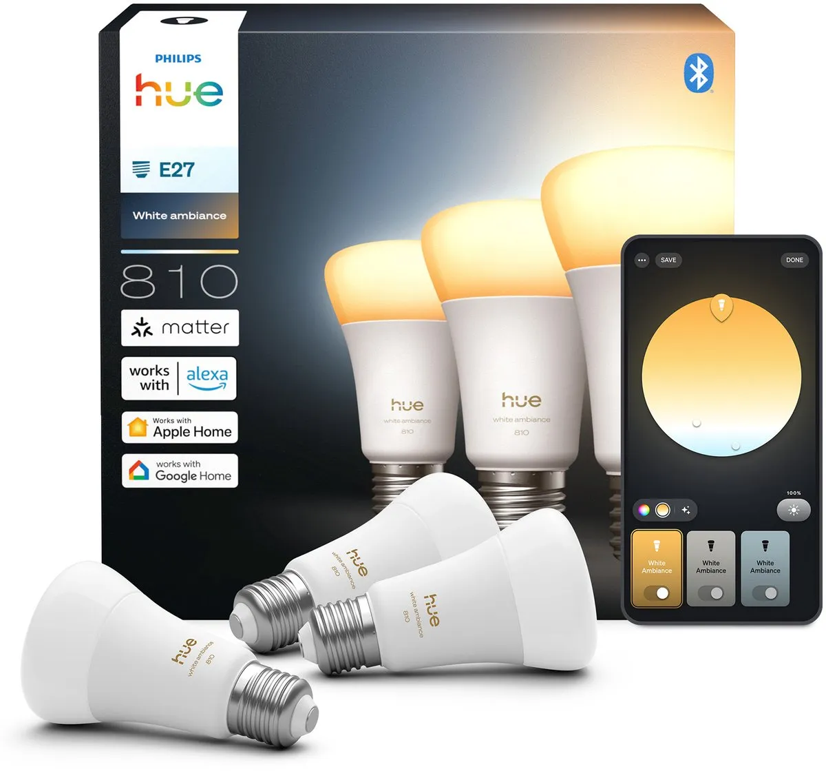 Philips Hue Slimme LED A60 E27 3-pack