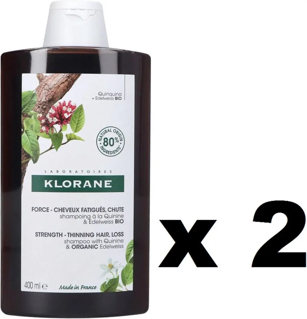 Klorane Shampoo Quinine & Edelveiss Bio 2x400ml