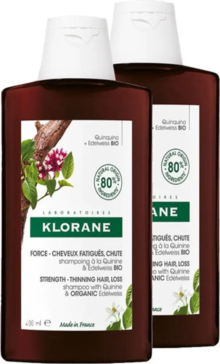 Klorane Shampoo Quinine & Edelveiss Bio 2x400ml
