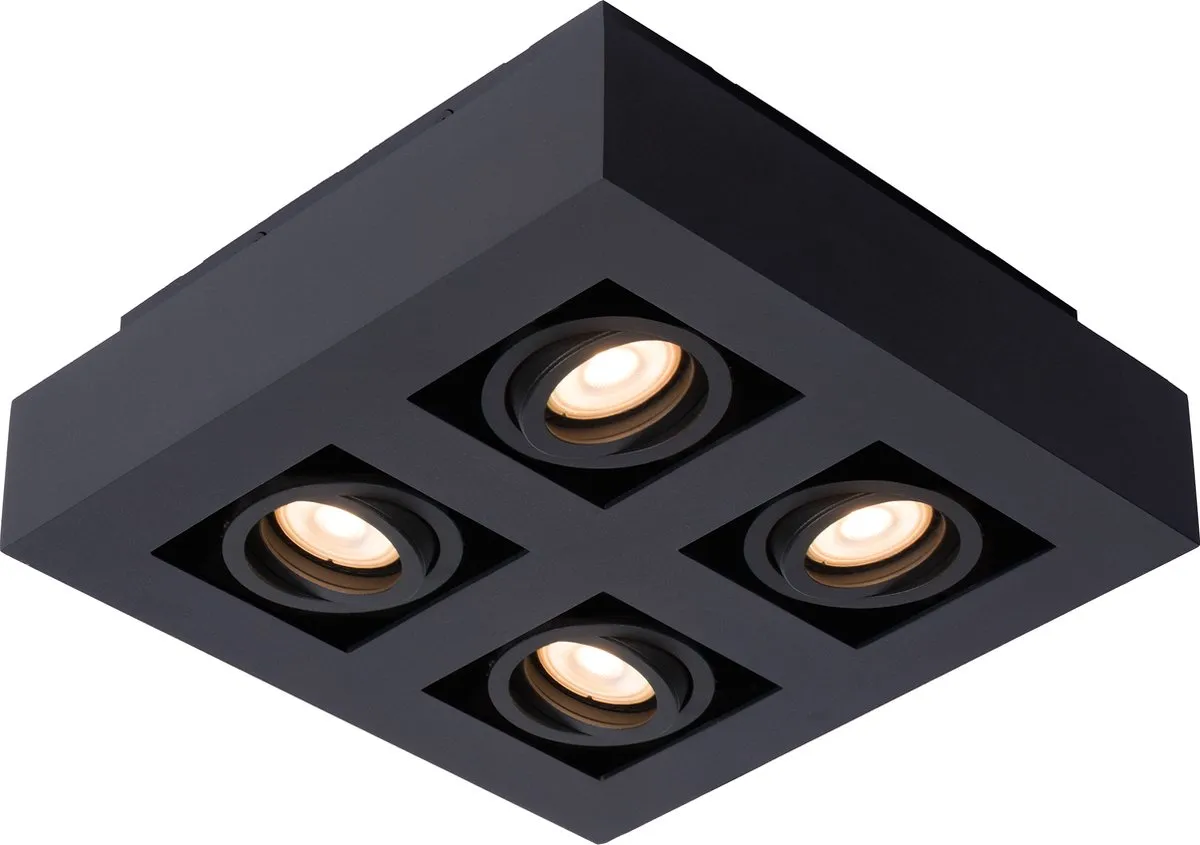Lucide XIRAX Plafondspot LED Dim-to-Warm GU10 4x5W - Zwart