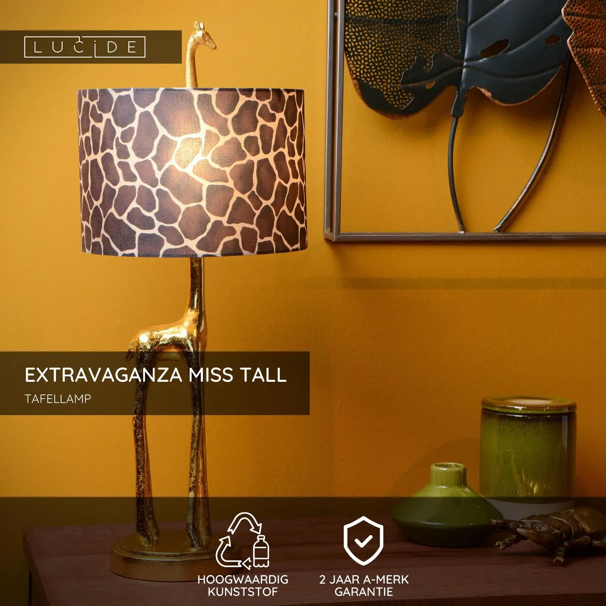 Lucide Extravaganza Miss Tall Tafellamp Ø25cm - Mat Goud/Messing