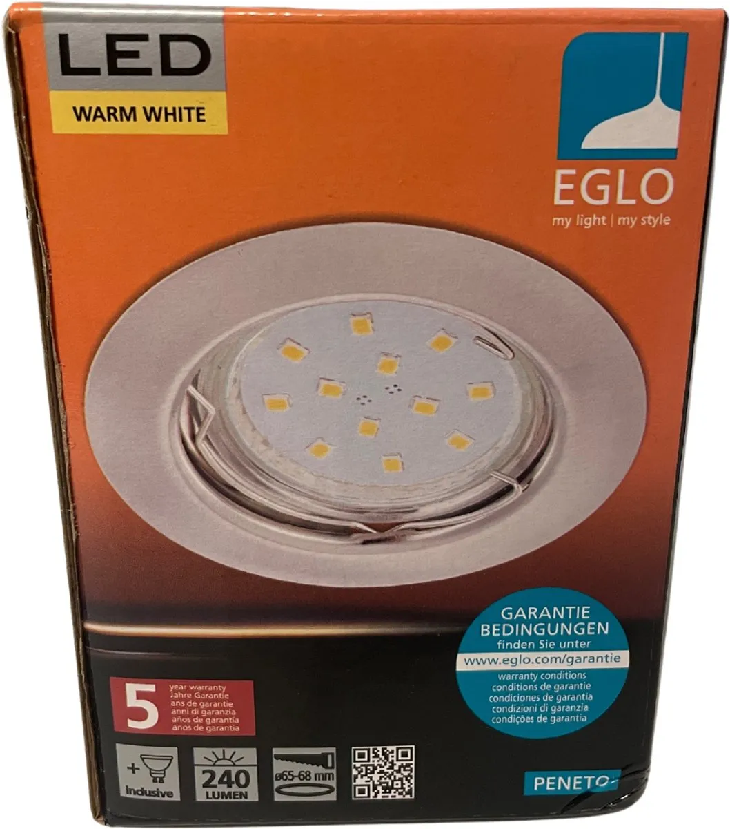 Eglo Peneto LED Inbouwspot Ø65mm - Geborsteld staal/Nikkel