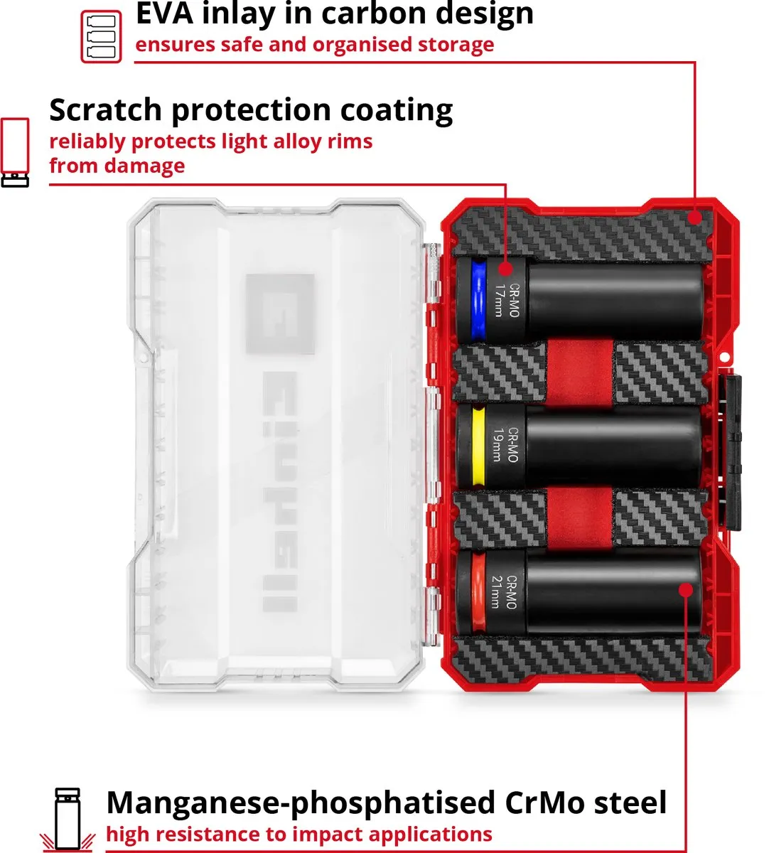 Einhell Impact 109263 Bit- en Steeksleutelset 1/2 - 4 Stuks