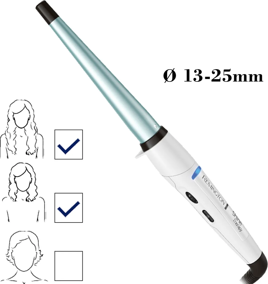 Remington CI53W Shine Therapy Krultang - 1,1-3cm - Wit/Mintgroen