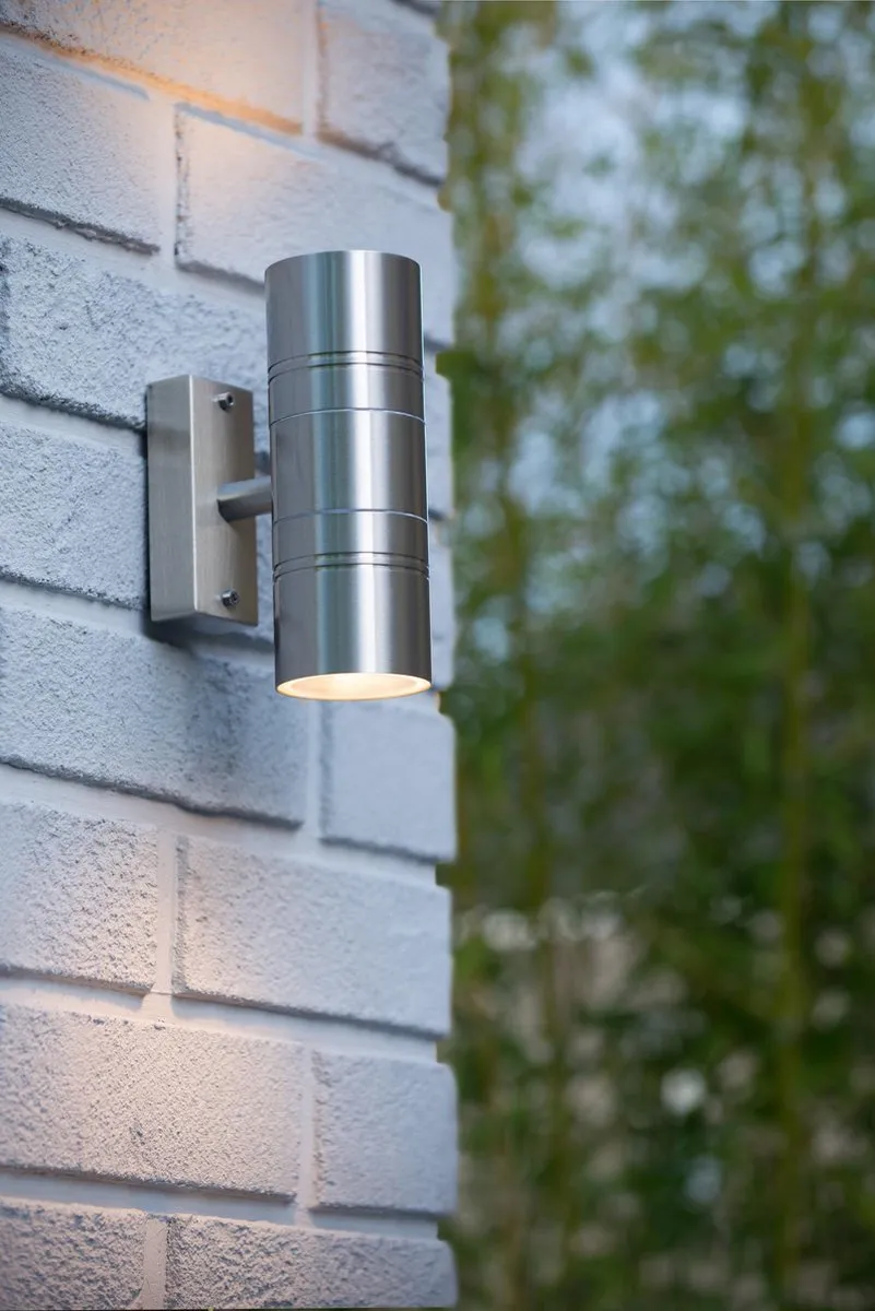 Lucide ARNE-LED Wandlamp GU10 2x5W 2700K - Mat chroom